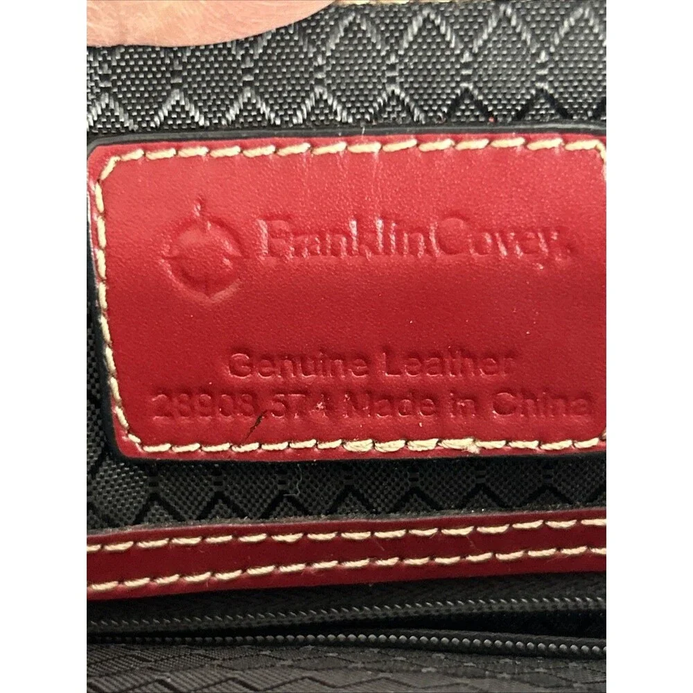 Franklin Covey Leather Bag Red Breifcase Organizer Tote Preppy Lagenlook Vintage